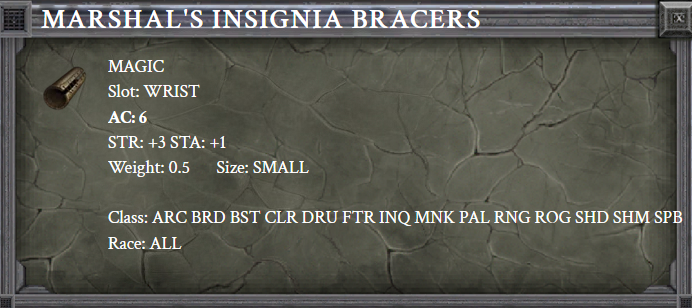 MARSHAL'S INSIGNIA BRACERS item card